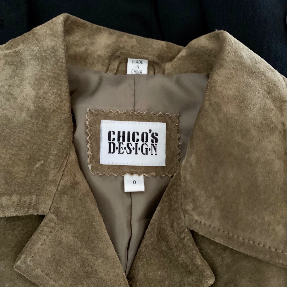 Army green suede Chico’s jacket - Picture 3 of 3